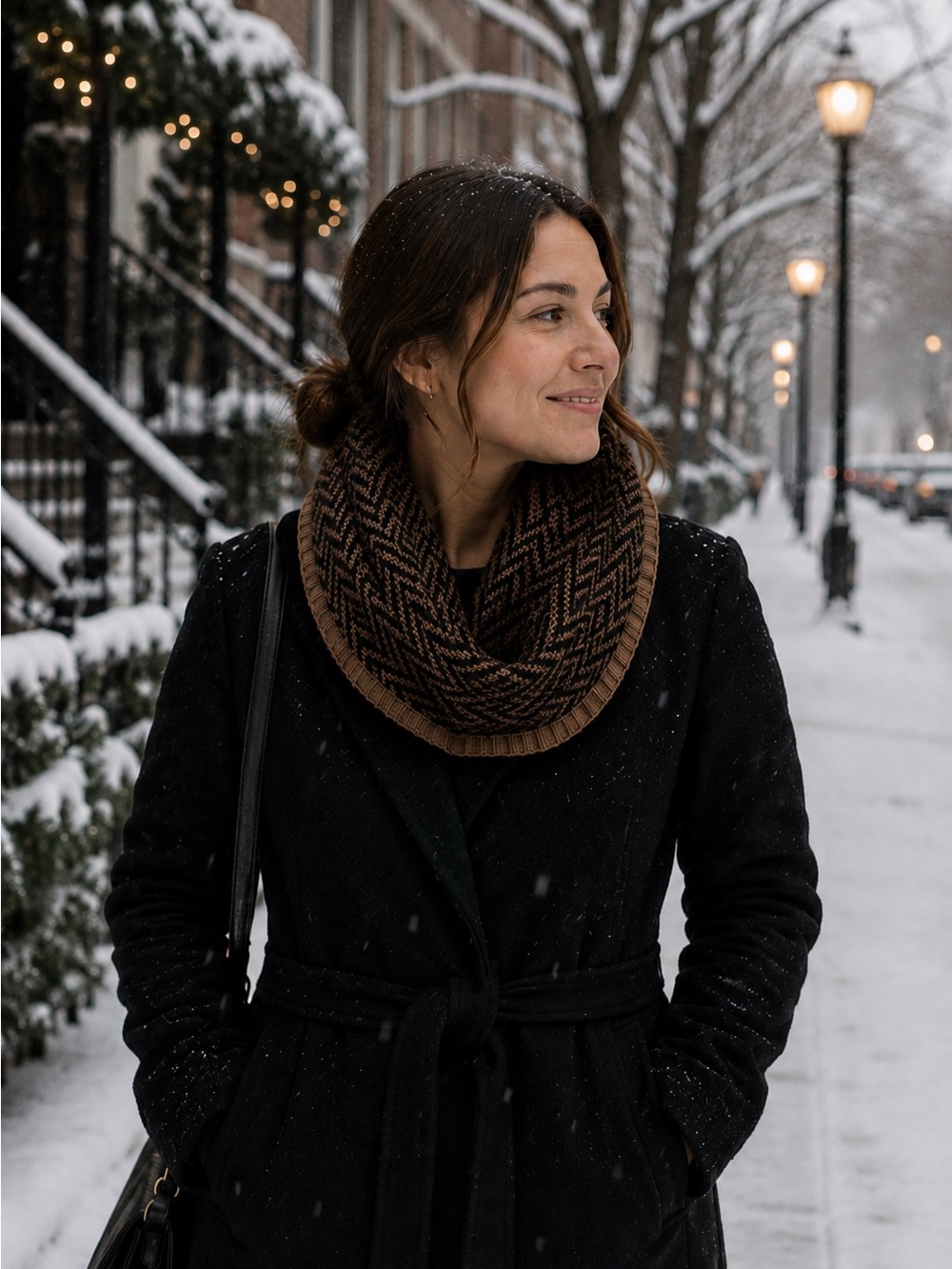 Brown Chevron Infinity Scarf